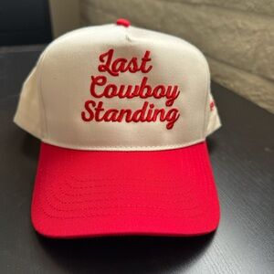 Red and White Embroidered Cap